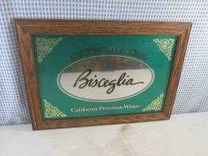 lot 255 image: (D-1) Bisceglia Wine Bar Mirror Sign 21 x 15