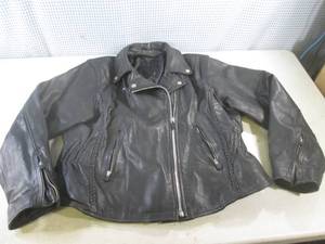 lot 258 image: (EW2) Interstate Leather Black Leather Motorcycle Jacket Size XXL