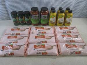 lot 272 image: (C-2) Organic Yellow Mustard, Pesto Pomodoro, Mint Jelly and Organic Red Lintils Most Past Date