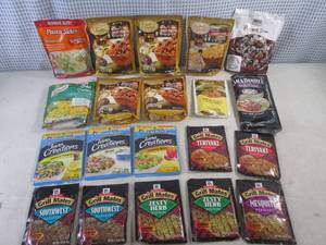 lot 273 image: (C-2) Assorted Pouches Pastas and Marinades Etc Past Date