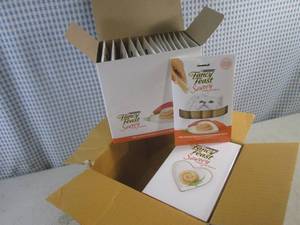 lot 308 image: (BR3) Case of Cat Treats 30 - 4-Pack  2 Inner Boxes with 15 4-Packs Fancy Feast Puree Salmon & Tuna Past Date
