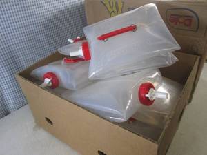lot 328 image: (A-1T) 10 Reliance 5 Gallon Fold-A-Carrier Water Containers