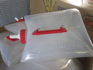 lot 329 image: (A-1T) 10 Reliance 5 Gallon Fold-A-Carrier Water Containers