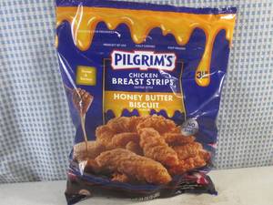 lot 332 image: (FRZ) 3 Pound Bag Frozen Chicken Breast Strips Fritter Style Honey Butter Biscuit Flavor Past Date