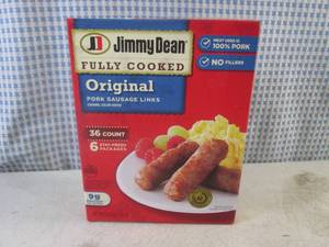 lot 337 image: (FRZ) Box 36 Count Frozen Jimmy Dean Fully Cooked Original Pork Sausage Links Past Date
