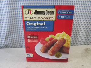 lot 338 image: (FRZ) Box 36 Count Frozen Jimmy Dean Fully Cooked Original Pork Sausage Links Past Date