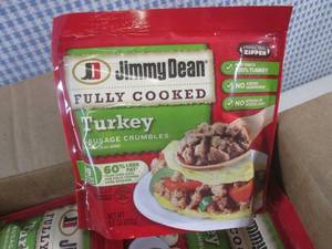 lot 344 image: (FRZ) Case 6 Bags Frozen Jimmy Dean Fully Cooked Turkey Sausage Crumbles 9.6oz Bags Past Date