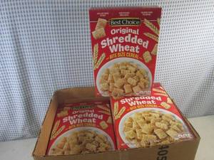 lot 352 image: (C-1) 8 Boxes Shredded Wheat Bite Size Cereal 16.4oz Boxes Past Date