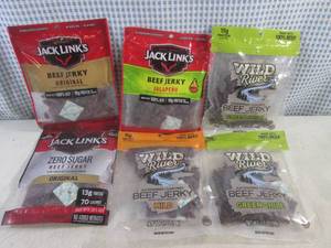 lot 376 image: (B-3) 6 Bags Assorted Beef Jerky Past Date