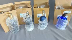 8 Mixed 16oz Blue Glass Bottles with  Pumps,