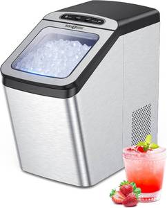 Nugget Ice Maker Countertop, Paris Rhne Pebble Ice Maker Machine, Thick Insulation, 30Lbs per Day, Self-Cleaning, Quiet Operation, Pellet Ice Maker, Sonic Ice Maker