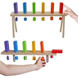 MEAVIA Wooden Falling Domino Wall  Stand Colorful Toppling Domino Blocks for Kids 651174922911