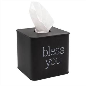 2 Pack Lot Black Enamelware Square Tissue Box Cover