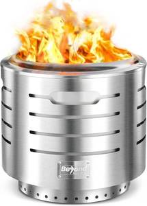 BeyondHOME 19.3 Inches Smokeless Instant Fire Pit, Stainless Steel Fire Pit Wood Burning with Ash Pan, Bonfire Stand, 10 Second Setup, Suitable for Outdoor Camping
