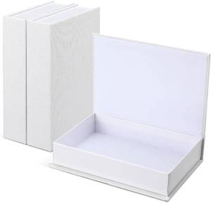 3 Pcs Faux Books for Decorative Modern Book Boxes Decorative Linen   Crafts Storage  (White,8.6 x 6.1 x 1.8 Inch)