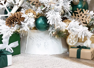 Auldhome Design- 29 Embossed Christmas Tree Collar, 5-Panel Pine Cone Design White