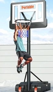 Basketball Hoop Outdoor 4.8-12ft Adjustable Height,16inch Shatterproof Backboard Basketball Hoop Goal System
