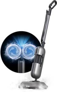 Steam Mop,Aspiron 1100W Electric Spin Scrub Steam Mop 110 230 Steam,410ml Water Tank,LED Light,Steamer for Marble Floor Hardwood Tile Laminate as-ca001