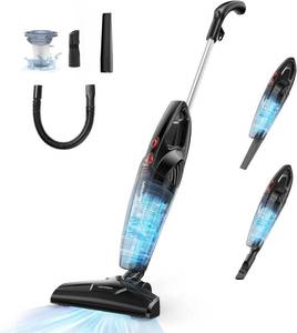 Aspiron Corded Stick Vacuum Cleaner, Small Vacuum Cleaner with 20kPa Powerful Suction, Crevice Tool, Filter, 5-in-1 Handheld Lightweight , Carpet and Floor (Black)