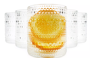 Darware Hobnail 12oz Drinking Glasses, 6pk, Old-Fashioned Style Beverage Tumblers for Tabletop, Bar Use or as Candle Jars