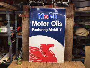 lot 13 image: Metal 2 Sided Mobil Oils Sign