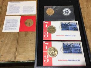 lot 27 image: (3) 1973 Bicentennial First Day Cover Stamp - Coin Sets