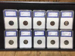 lot 30 image: 10 IGS Graded PR-70 Jefferson Nickels
