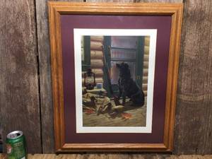 lot 57 image: Classic Black LabHunting Framed Print