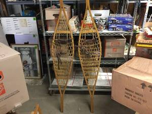 lot 66 image: Fabulous Vintage Torpedo Snowshoes - Lac Megantic