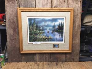 lot 77 image: Ken Zylla Come Rain or Shine Wildlife Print - Stamp