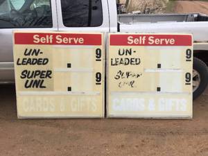 lot 120 image: Vintage Large 2 pc Acrylic Self Serve Gas Station Price Sign