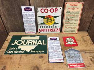lot 123 image: Vintage Small Custom Metal Signs