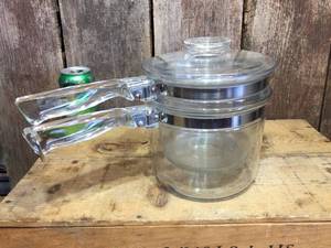lot 153 image: Vintage Pyrex Double Boiler Pot w Lid