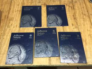 lot 195 image: 5 Jefferson Nickel 1962-1995 Coin Books with Coins