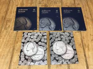 lot 197 image: 5 Jefferson Nickel Coin Folders with Coins