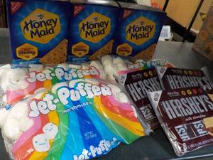 Smores Kit - 3 each Graham Crackers, Marshmallows and 6 x 3 Full size Hershey Candy Bars