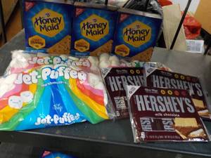 Smores Kit - 3 each Graham Crackers, Marshmallows and 6 x 3 Full size Hershey Candy Bars