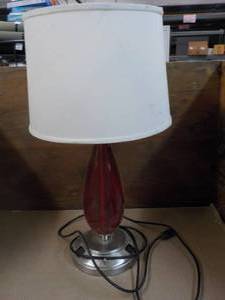 Red Glass Lamp with Electronic Outlets