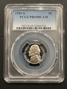 lot 2 image: 1983-S Jefferson Nickel Proof PCGS PR69 Deep Cameo