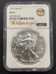 lot 5 image: 2018 Silver Eagle NGC MS70