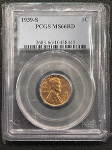 lot 6 image: 1939-S Lincoln Cent PCGS MS66 Red