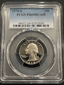 lot 7 image: 1978-S Washington Quarter Proof PCGS PR69 Deep Cameo