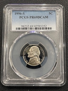 lot 12 image: 1996-S Jefferson Nickel Proof PCGS PR69 Deep Cameo