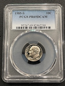 lot 13 image: 1985-S Roosevelt Dime Proof PCGS PR69 Deep Cameo
