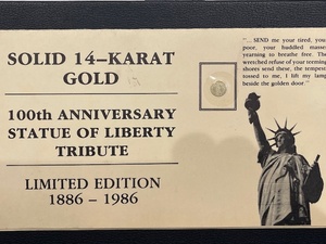 lot 21 image: 14K Gold Statue of Liberty Tribute Coin