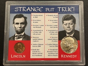 lot 25 image: Strange But True Lincoln Cent and Kennedy Half Dollar