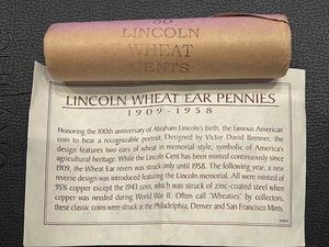 lot 32 image: Roll of Lincoln Wheat Cents