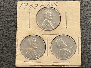lot 45 image: 1943 Lincoln Steel Cents P, D, & S