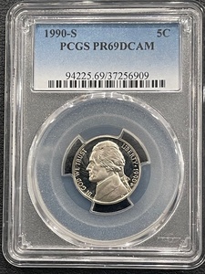 lot 66 image: 1990-S Jefferson Nickel Proof PCGS PR69 Deep Cameo