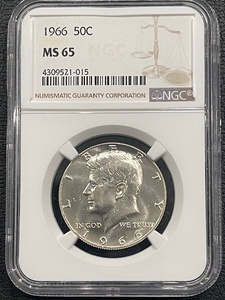 lot 69 image: 1966 Kennedy Half Dollar NGC MS65